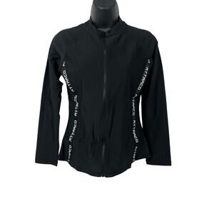 NWT Attracco upf 50+ rash guard shirt size small black full zip flattering